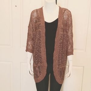 Pink Rose boho open front cardigan top